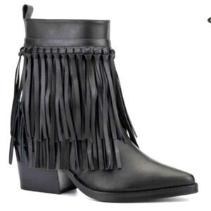 NWT Rebel Wilson 3-in-1 Leather Fringe Moto Ankle Boots 6W